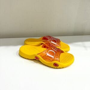 Vintage Christian Dior Silicone/Foam Pool Slides Sandals Yellow/Orange Womens 38